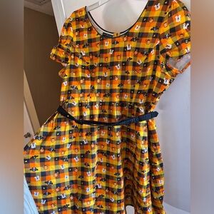 Loungefly Disney pumpkins Orange and Black Halloween Plaid Dress